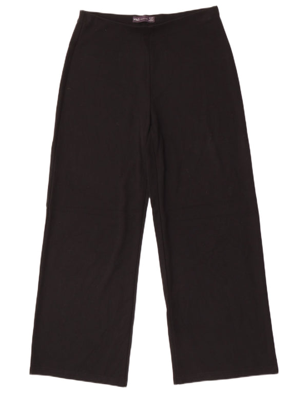 Marks & Spencer Γυναικείο φαρδύ παντελόνι UK 10 Small W28 L27 Black Viscose