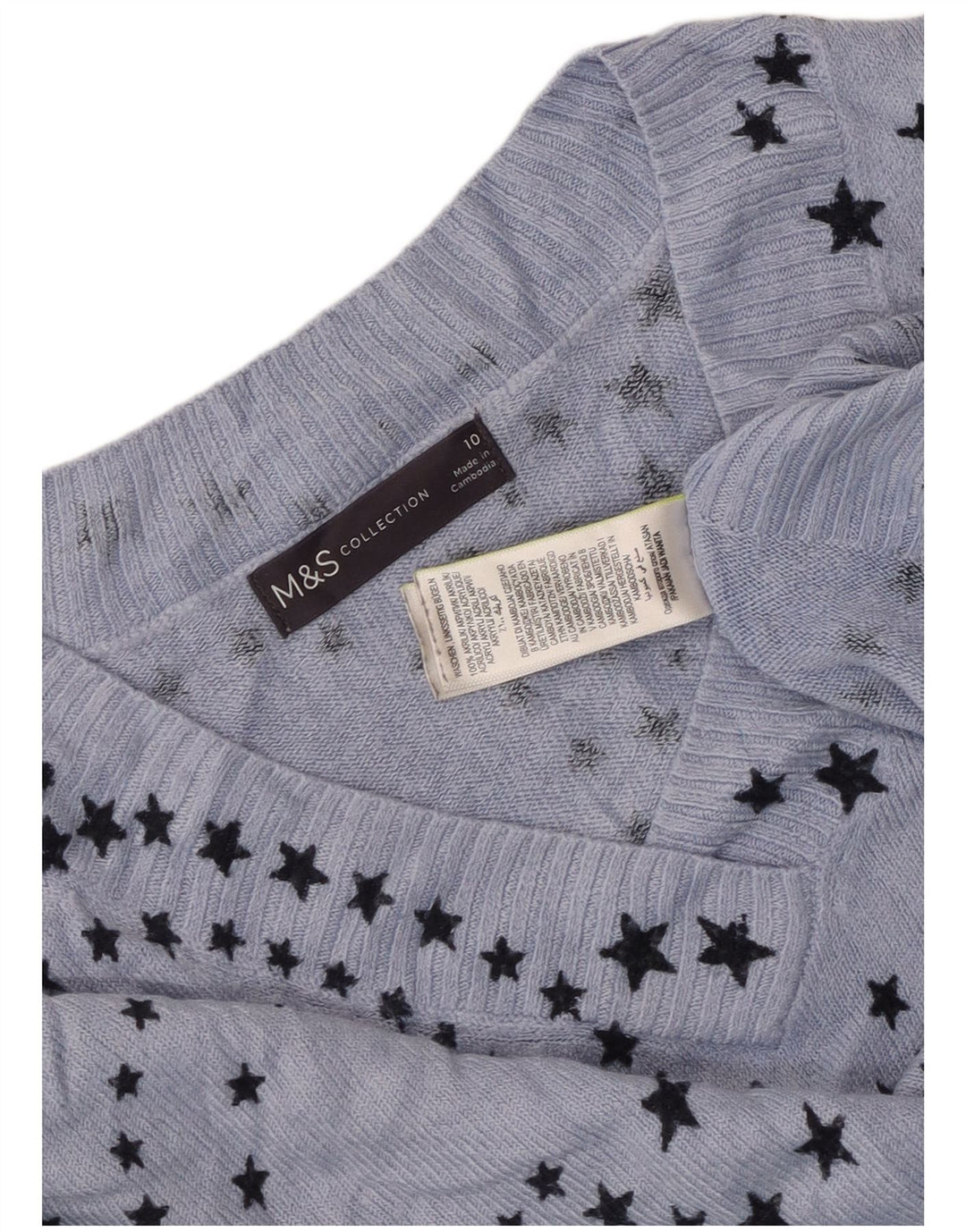 Marks & Spencer Γυναικείο πουλόβερ αφηρημένο με σχέδιο V-λαιμόκοψη UK 10 Small B