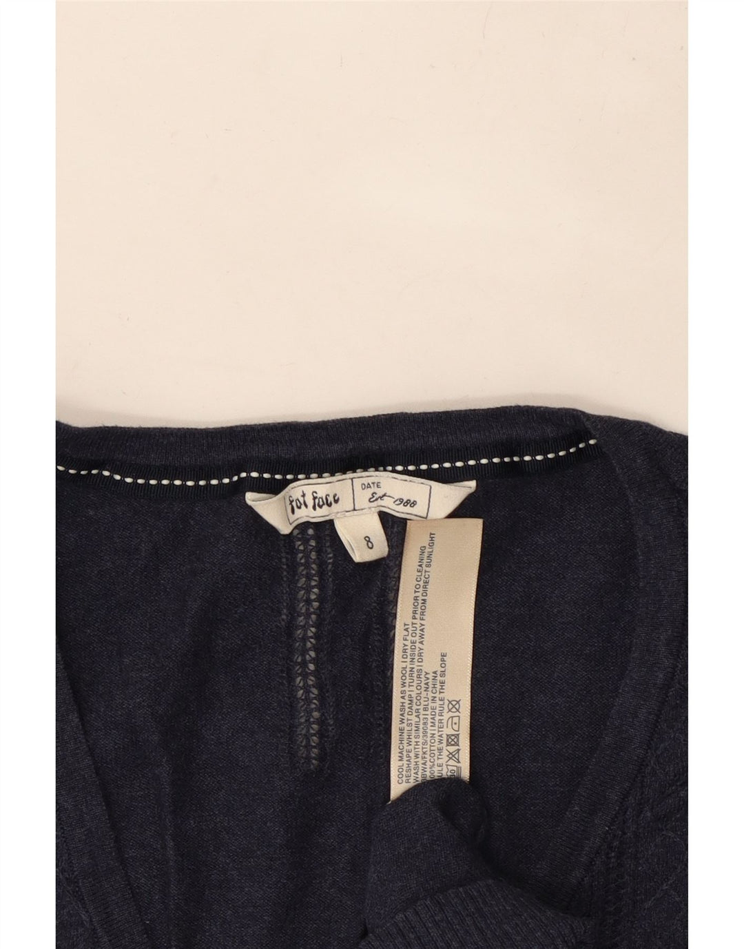 FAT FACE Γυναικείο πουλόβερ ζακέτα 3/4 μανίκια UK 8 Small Navy Blue από βαμβάκι