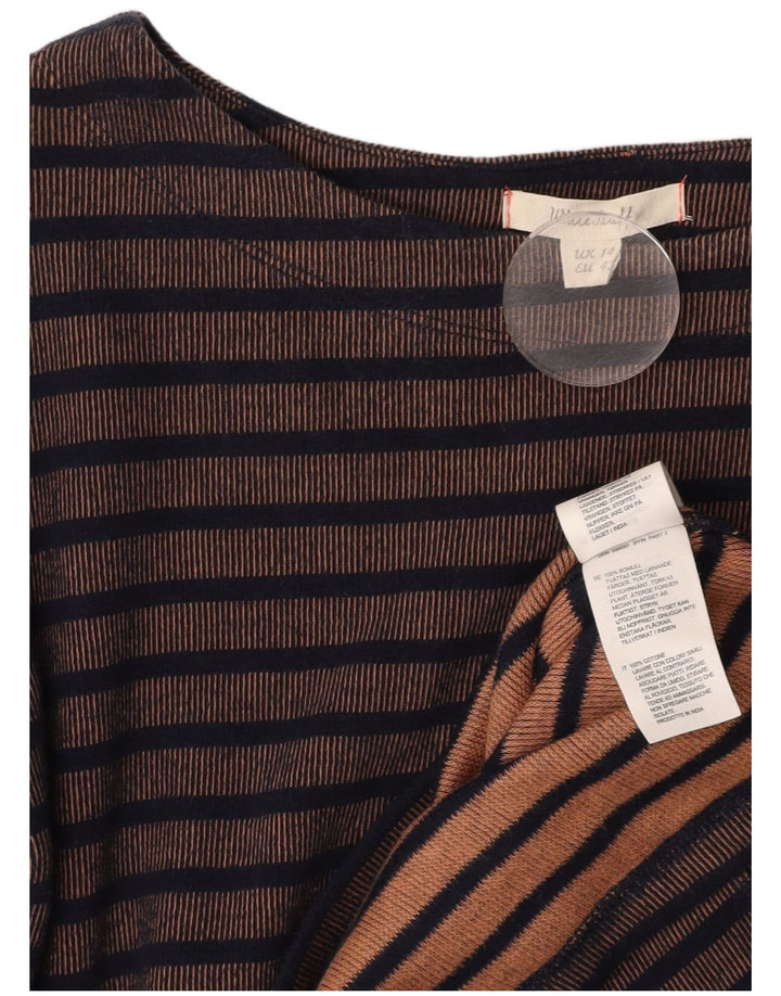 WHITE STUFF Γυναικείο μακρυμάνικο φόρεμα UK 14 μεγάλο καφέ ριγέ