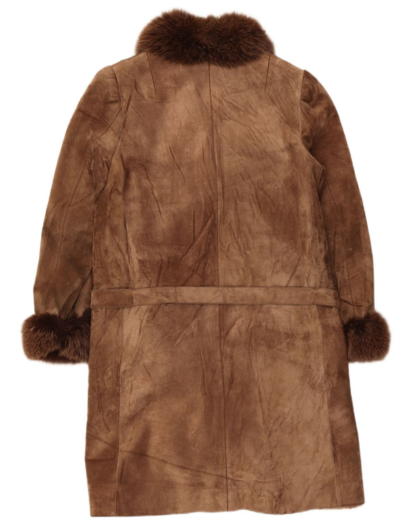 Vintage γυναικείο παλτό Sherpa Suede UK 14 Μεσαίο Καφέ