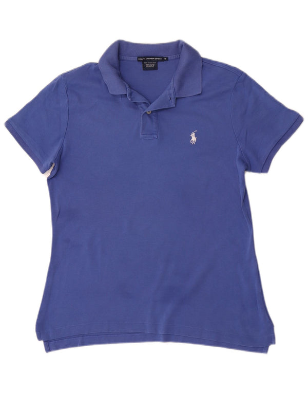 Γυναικείο μπλουζάκι πόλο Ralph Lauren UK 12 μεσαίο μπλε βαμβακερό
