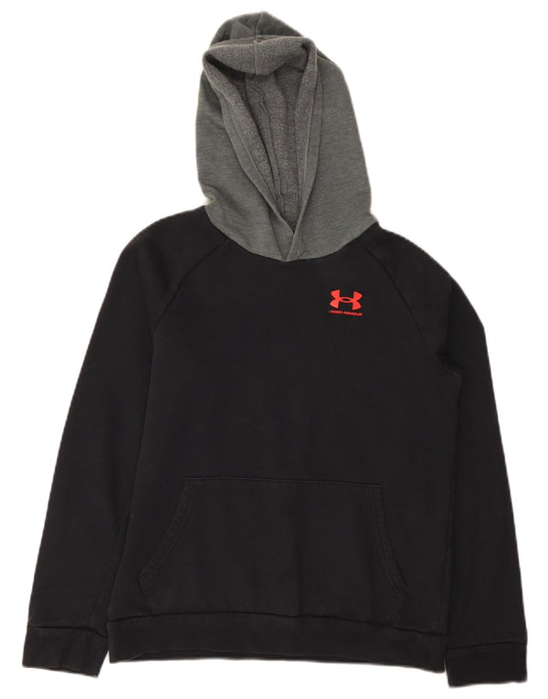 Under Armour Boys Hoodie Jumper 11-12 Years Large Black Colourblock Βαμβακερό