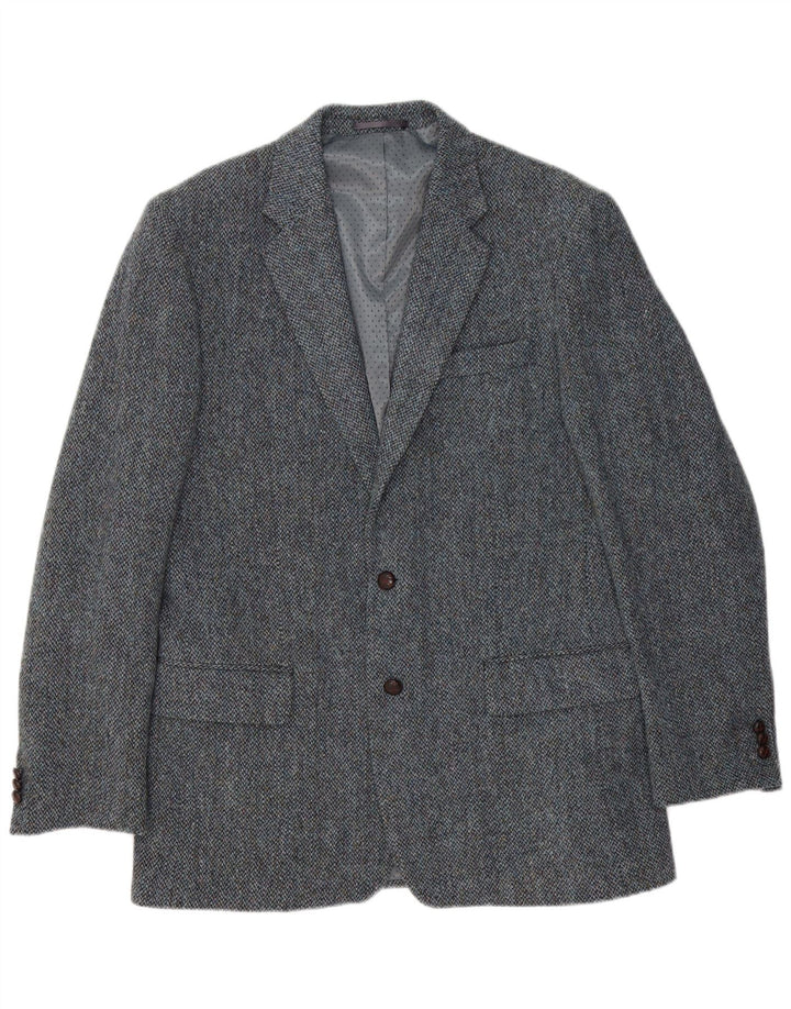 Harris Tweed Ανδρικό μπλέιζερ με 2 κουμπιά μπουφάν UK 40 μεγάλο μπλε ψαροκόκαλο
