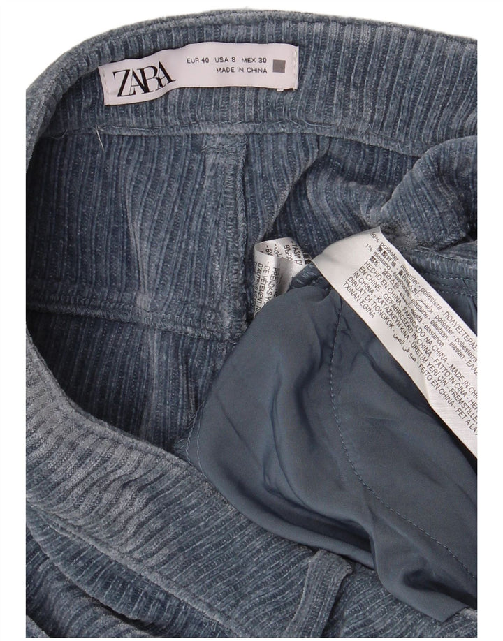 Zara γυναικείο ίσιο κοτλέ παντελόνι EU 40 Medium W30 L30 Blue Polyester