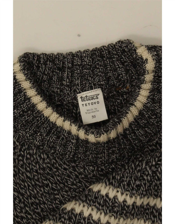 Vintage Ανδρικό πουλόβερ με λαιμόκοψη EU 50 Medium Off White γεωμετρικό