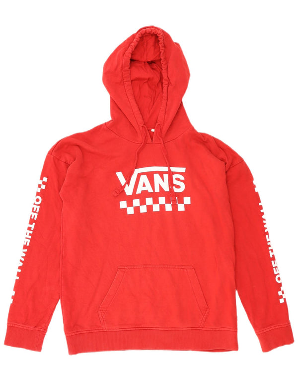VANS Mens Graphic Hoodie Jumper Medium Red Cotton