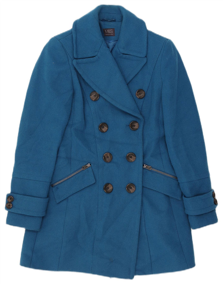 Marks & Spencer Γυναικείο παλτό με διπλό στήθος UK 6 XS Blue Polyester