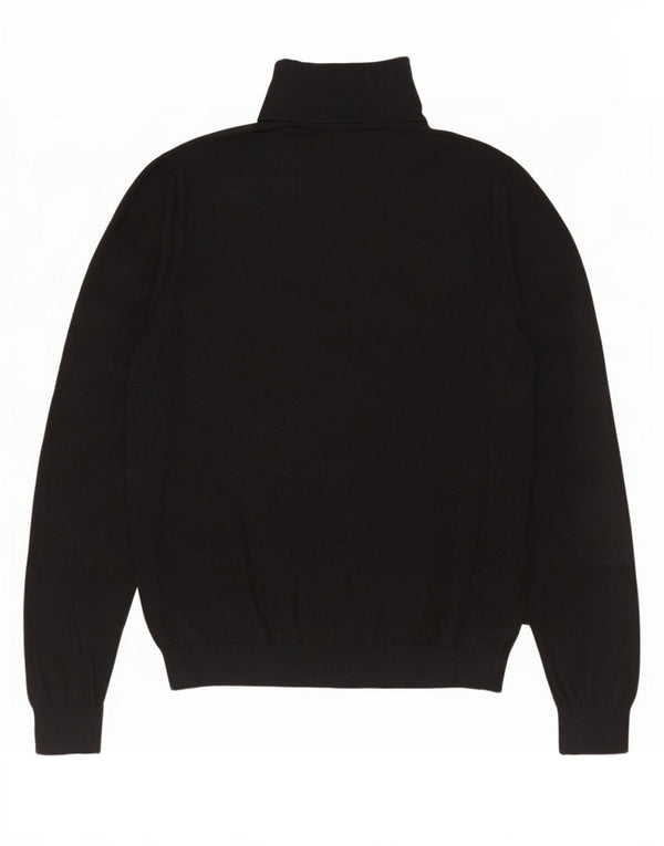 Massimo Dutti Γυναικείο πουλόβερ με ρολό λαιμόκοψη UK 16 μεγάλο μαύρο βαμβακερό