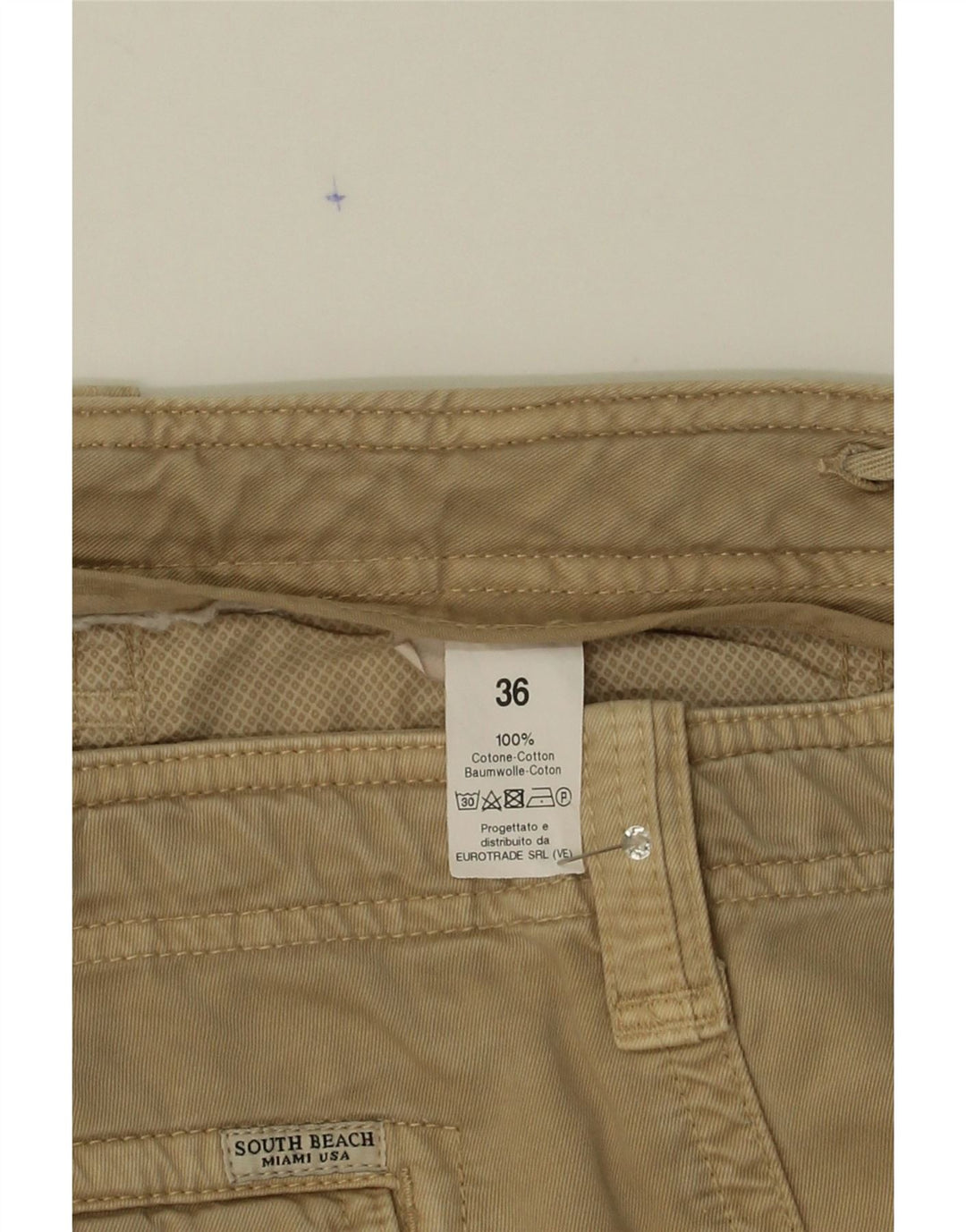 VINTAGE Mens Miami Cargo Shorts W36 Large  Beige Cotton Vintage Vintage and Second-Hand Vintage from Messina Hembry 