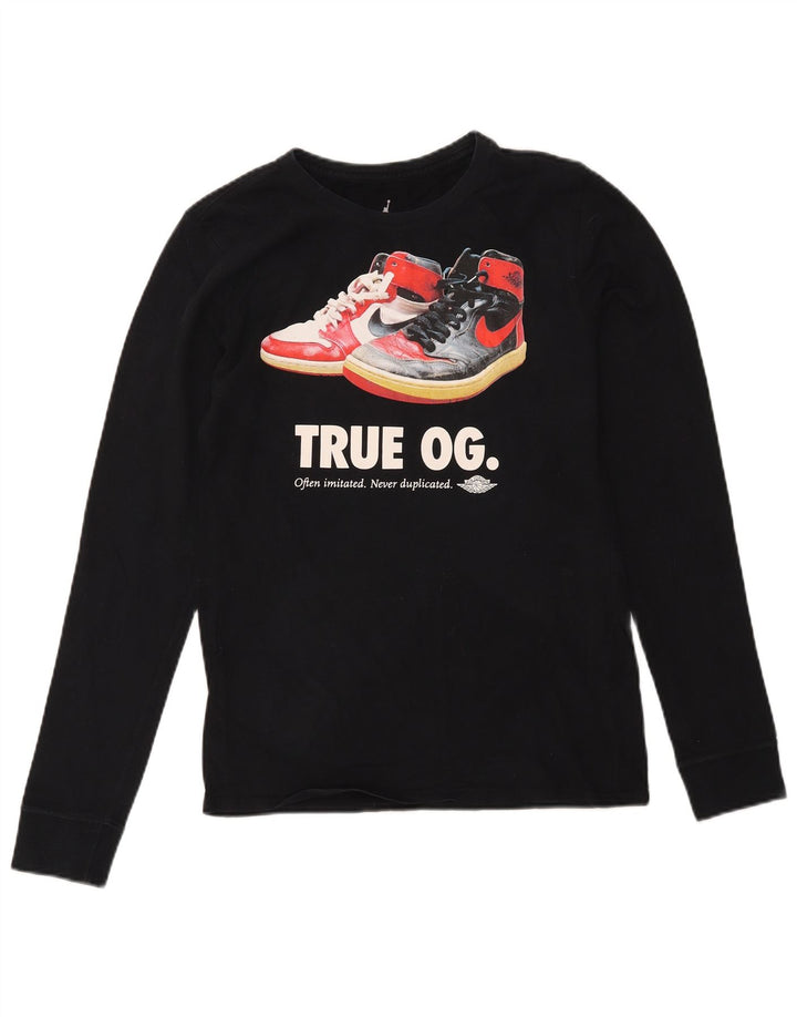 Ανδρικό γραφικό μπλουζάκι Jordan, μακρυμάνικο, μικρό μαύρο βαμβακερό