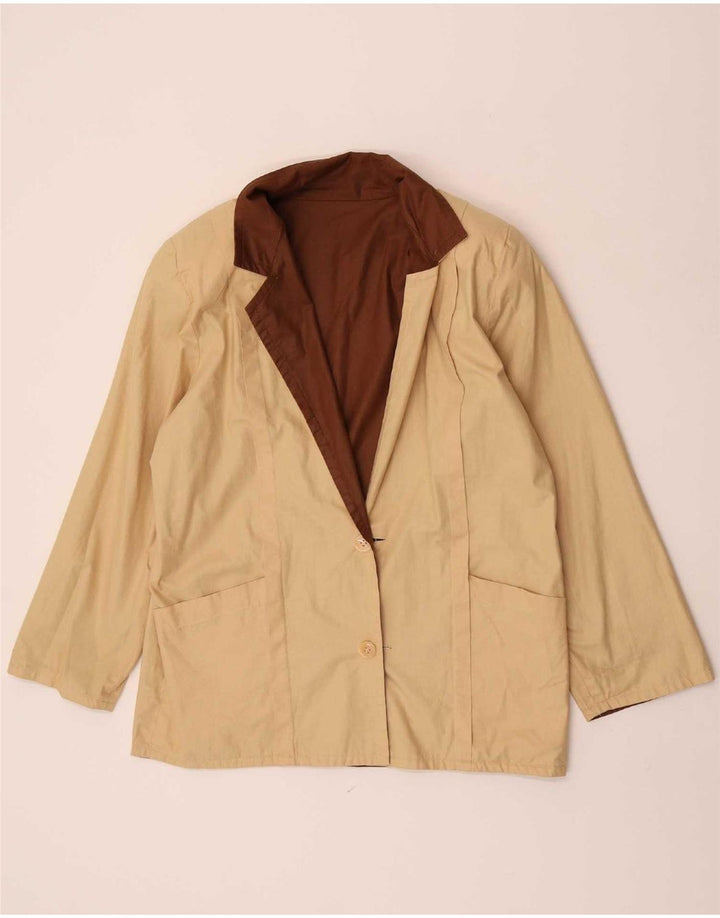 Vintage γυναικείο σακάκι με 2 κουμπιά σακάκι UK 16 Large Brown Colourblock
