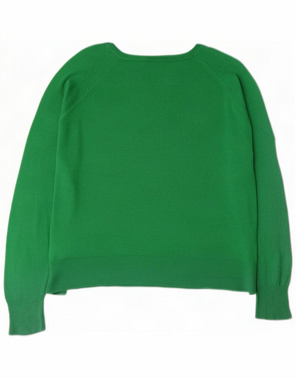 Zara Γυναικείο πουλόβερ με λαιμό σκακιέρα UK 14 Medium Green Viscose