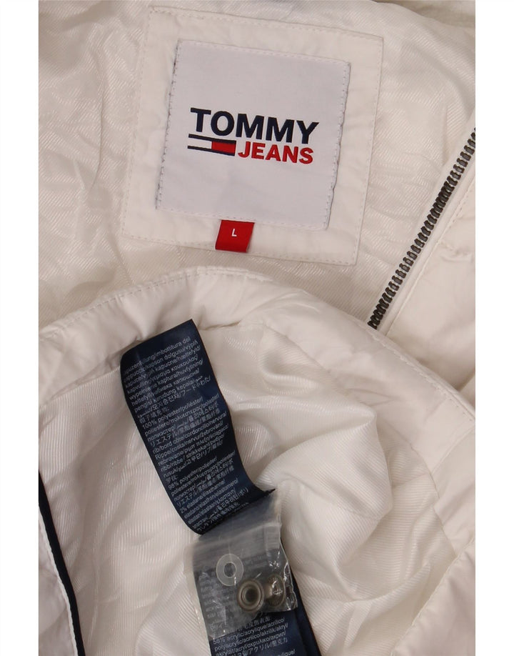 Tommy Hilfiger γυναικείο μπουφάν με κουκούλα UK 16 μεγάλο λευκό πολυεστέρα