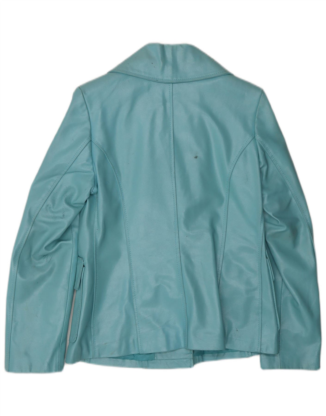 VINTAGE Γυναικείο Δερμάτινο Μπουφάν UK 10 Small Blue Leather