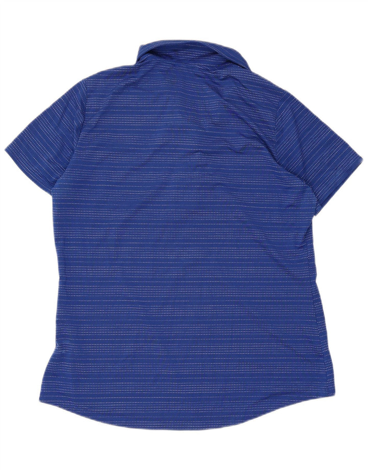 Γυναικείο κοντομάνικο polo μπλουζάκι Adidas με μεγάλο μπλε ριγέ πολυεστέρα