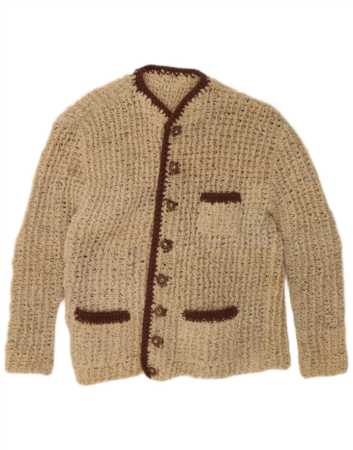Vintage γυναικεία ζακέτα πουλόβερ UK 14 Medium Beige Colourblock
