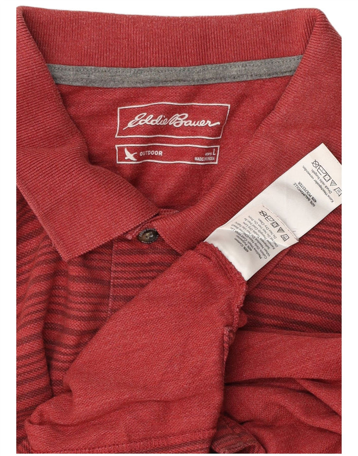 EDDIE BAUER Ανδρικό πουκάμισο πόλο μεγάλο κόκκινο βαμβακερό ριγέ