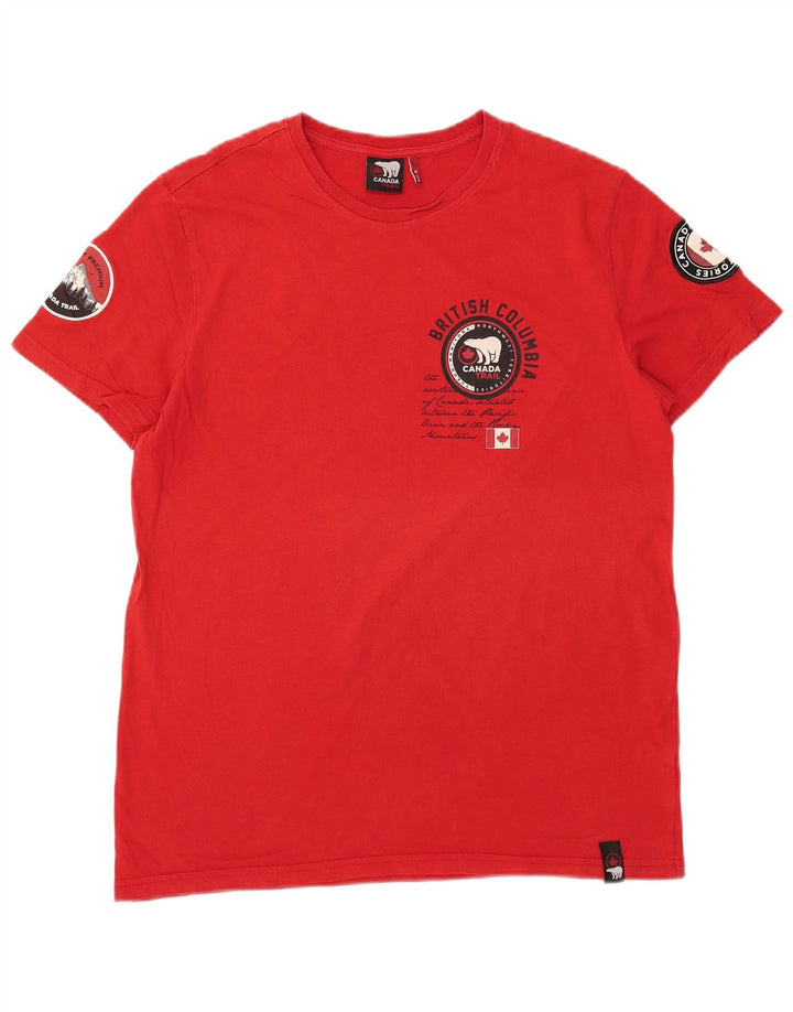 Ανδρικό γραφικό T-Shirt Canada Top Μεσαίο κόκκινο βαμβακερό