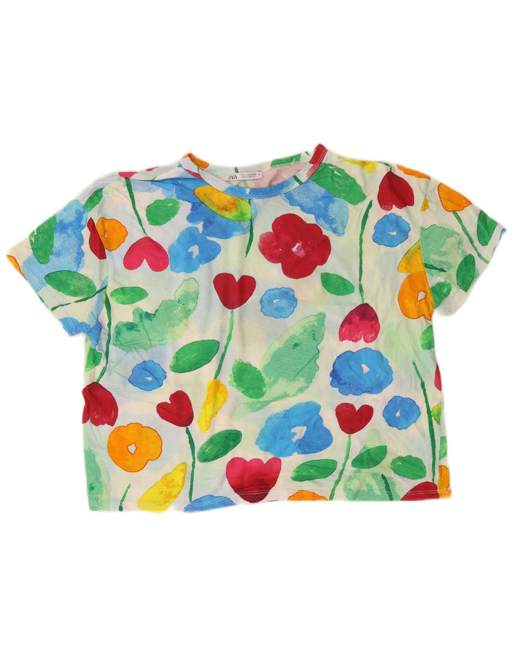 Γυναικείο γραφικό μπλουζάκι ZARA τοπ 10 μικρών πολύχρωμων λουλουδιών