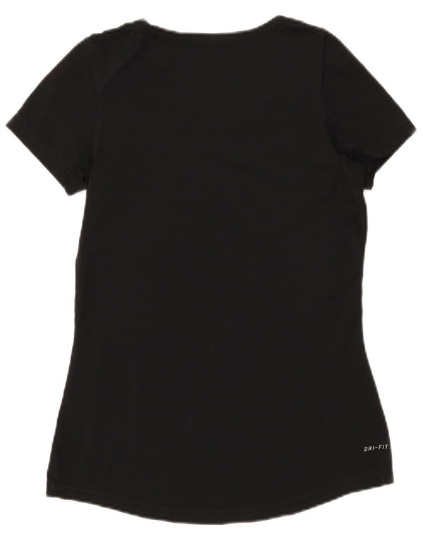 Nike Womens Dri Fit T-Shirt Top UK 12 Medium Black Polyester