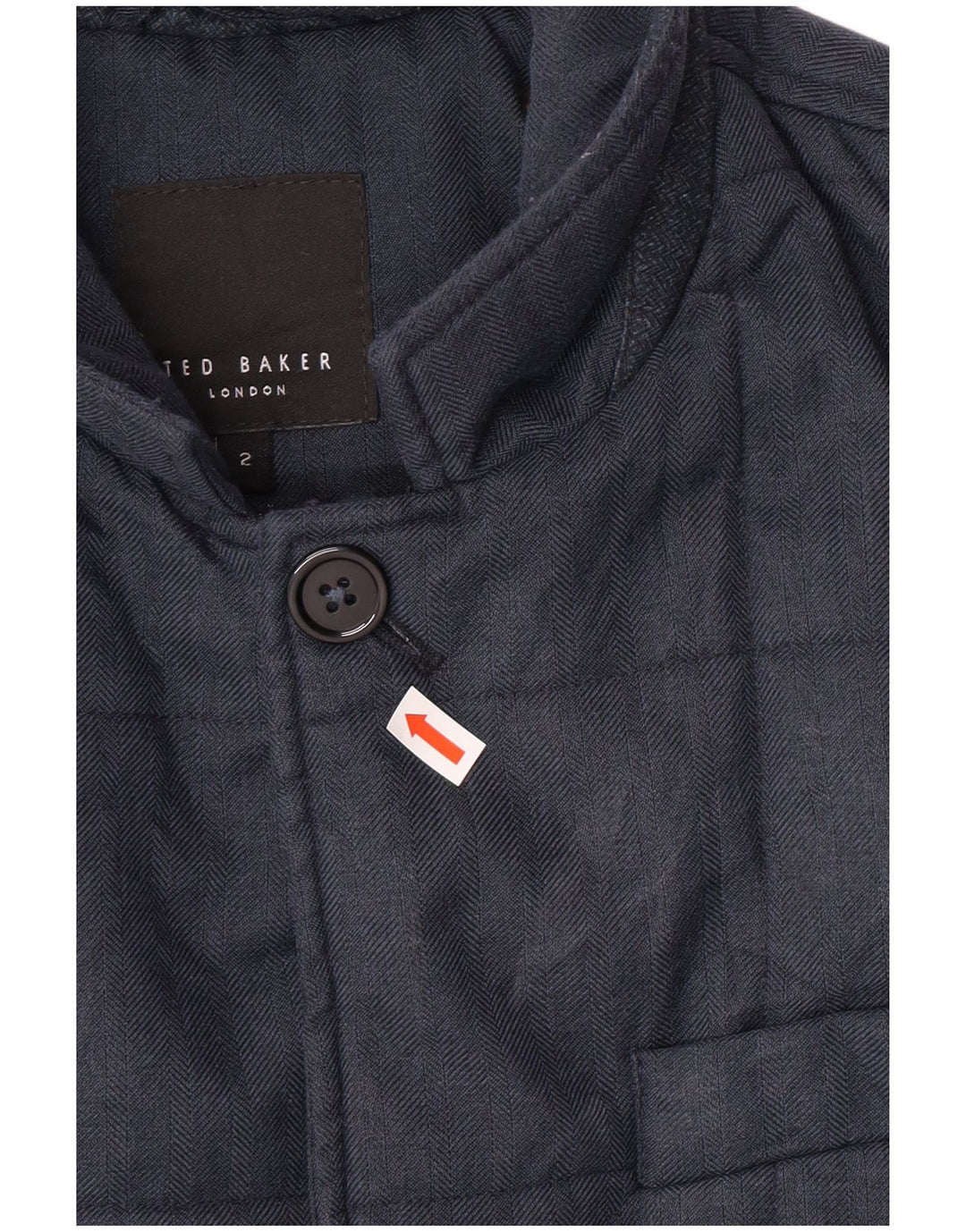 TED BAKER Ανδρικό καπιτονέ μπουφάν μεγέθους 2 Small Navy Blue Ψαροκόκκαλο Classic