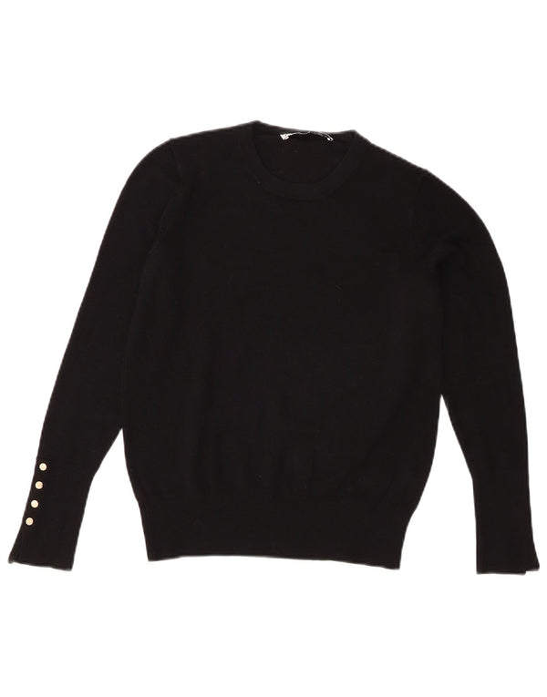 Zara Γυναικείο πουλόβερ με λαιμόκοψη UK 12 Medium Μαύρο