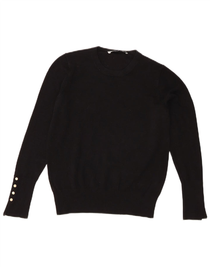 Zara Γυναικείο πουλόβερ με λαιμόκοψη UK 12 Medium Μαύρο