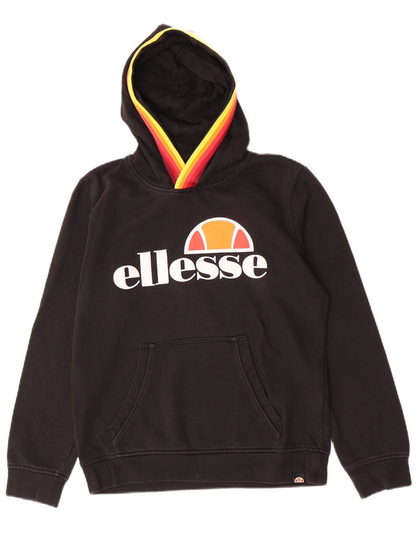 Ellesse Girls Graphic Hoodie Jumper 11-12 Years Black Cotton