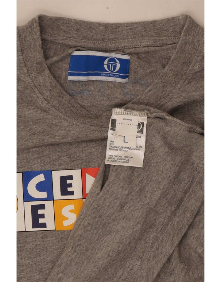 Sergio Tacchini Ανδρικό γραφικό T-Shirt Top μεγάλο γκρι βαμβακερό