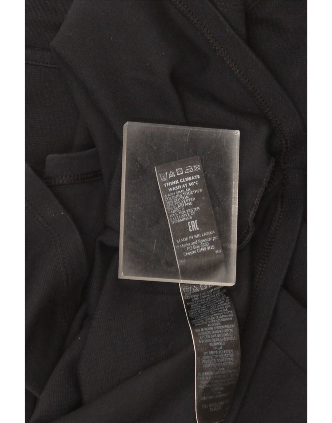 Marks & Spencer Γυναικείο τουνίκ 3/4 μανίκι τοπ UK 12 μεσαίο μαύρο βαμβακερό