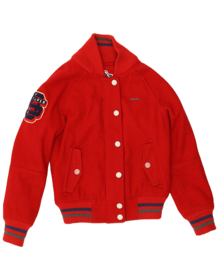 Superdry Γυναικείο Γραφικό Μπουφάν UK 12 Μεσαίο κόκκινο μαλλί