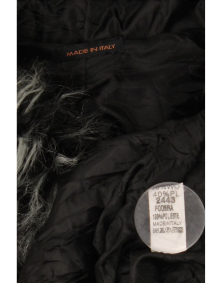 VINTAGE Γυναικείο παλτό με κουκούλα Cape UK 10 Small Black Wool