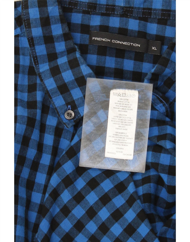 Ανδρικό πουκάμισο French Connection XL Blue Gingham Cotton