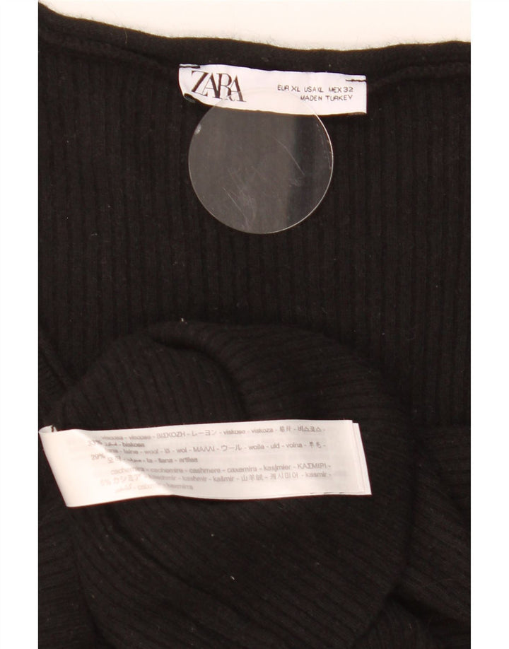 Zara Γυναικείο τοπ Μακρύ μακρυμάνικο UK 18 XL μαύρη βισκόζη