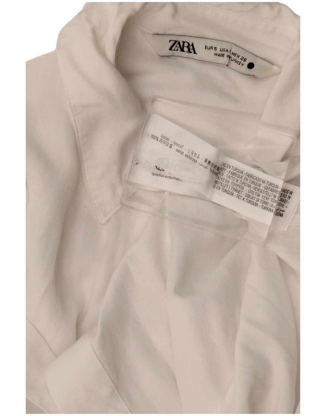 Zara Γυναικείο πουκάμισο UK 10 Small White Lyocell