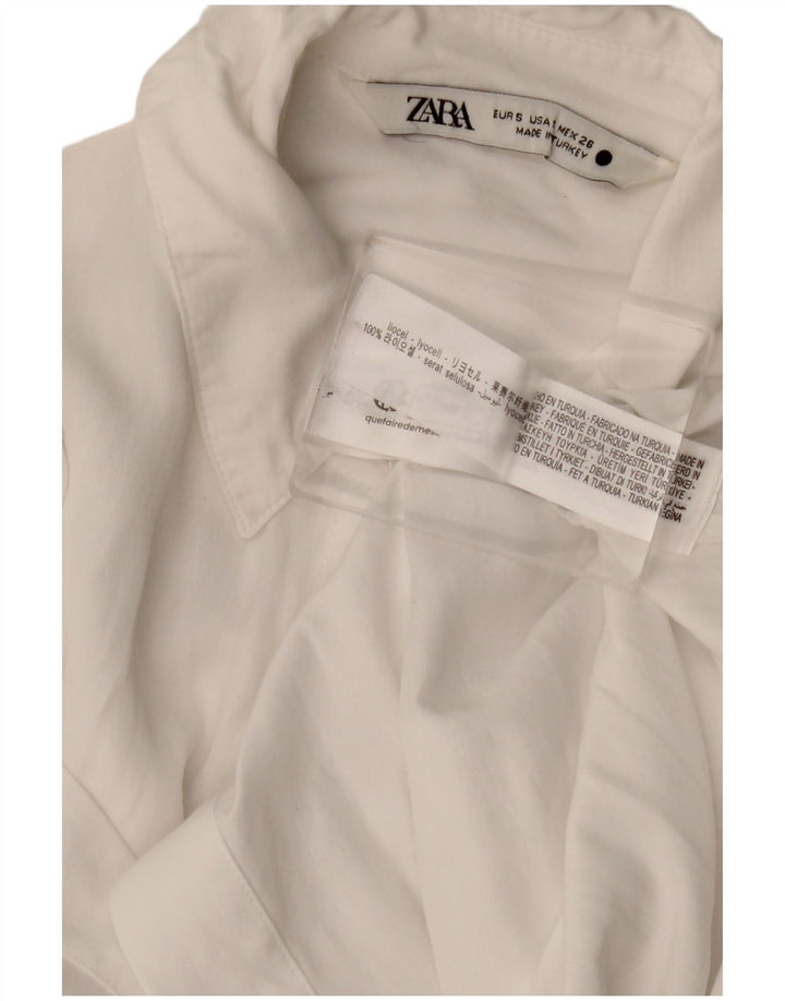 Zara Γυναικείο πουκάμισο UK 10 Small White Lyocell