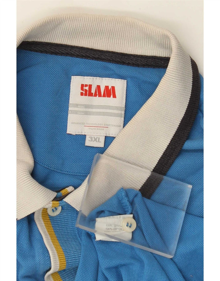 Slam Ανδρικό Πόλο Μπλουζάκι 3XL Μπλε βαμβακερό