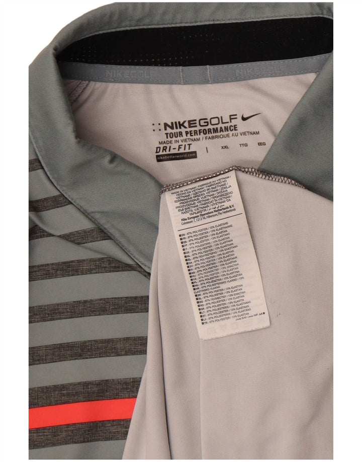 Ανδρικό μπλουζάκι Nike Dri Fit Polo 2XL σε γκρι ριγέ πολυεστέρα