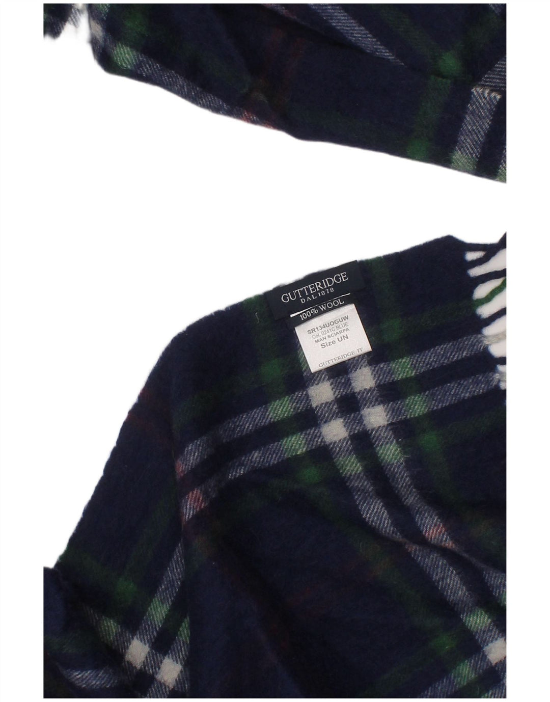 GUTTERIDGE Ανδρικό ορθογώνιο κασκόλ One Size Navy Blue καρό μαλλί Classic