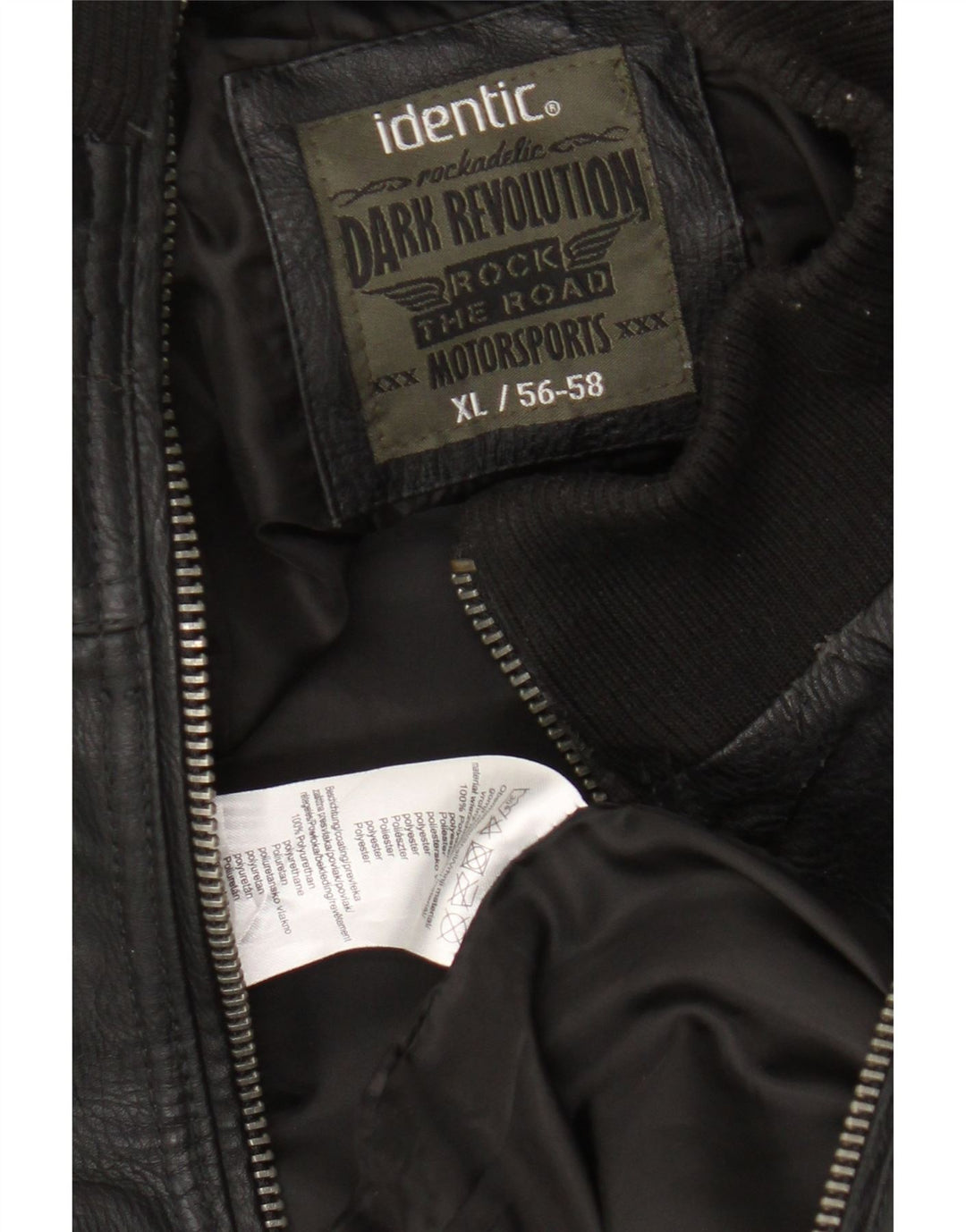 Πανομοιότυπο Ανδρικό Μοτοσικλέτα από Faux Leather Bomber Jacket UK 42 XL Μαύρο Πολυεστέρας