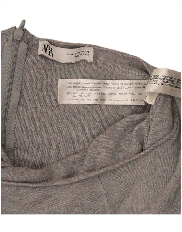 ZARA Womens Long Sleeve Jumpsuit UK 14 Large  Grey Viscose