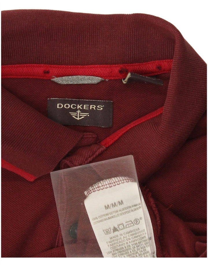 Ανδρικό μακρυμάνικο μπλουζάκι πόλο Dockers, μεσαίο βαμβακερό μπορντό