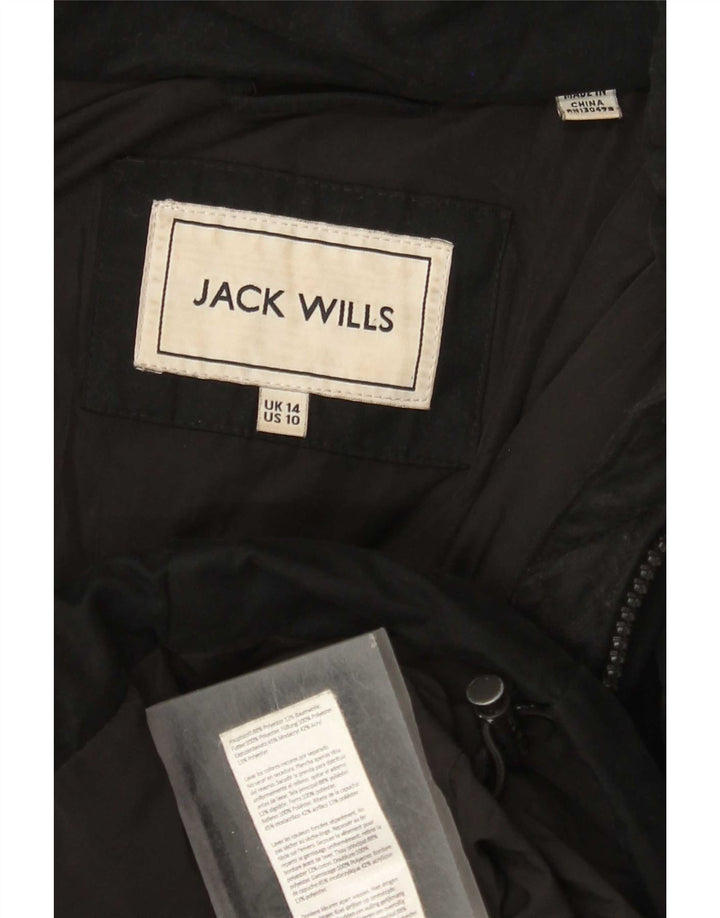 Jack Wills Γυναικείο μπουφάν με κουκούλα UK 14 μεγάλο μαύρο πολυεστέρα
