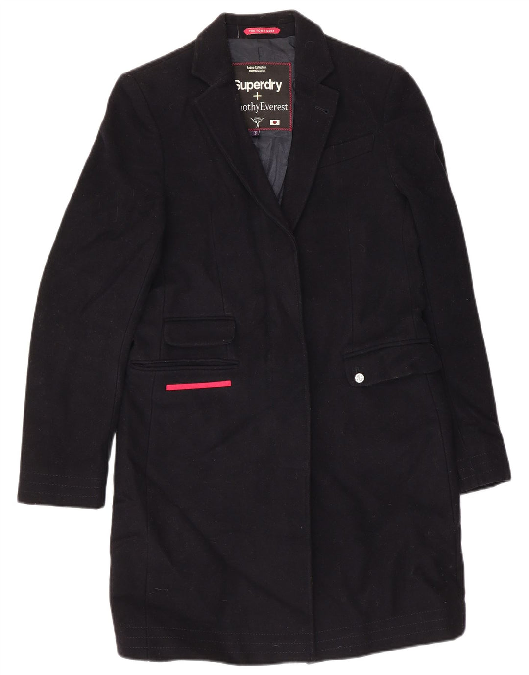 Superdry Γυναικείο Πανωφόρι UK 2 2XS Navy Blue Wool
