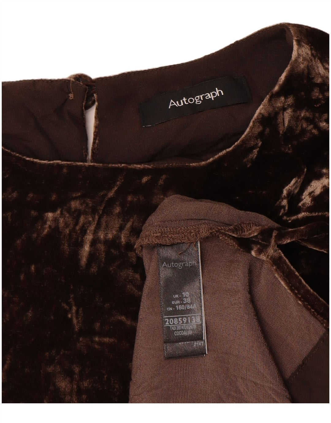 Marks & Spencer Γυναικεία βελούδινη μπλούζα Autograph Top UK 10 Small Brown