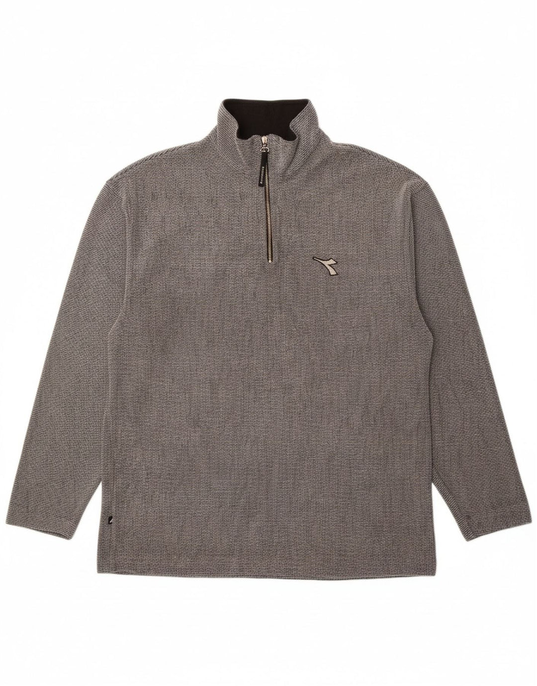 DIADORA Mens Zip Neck Top Long Sleeve Large Grey Pinstripe Vintage Diadora and Second-Hand Diadora from Messina Hembry 