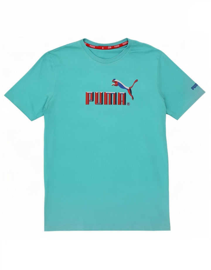 Ανδρικό γραφικό μπλουζάκι Puma, μεσαίο μπλε βαμβακερό