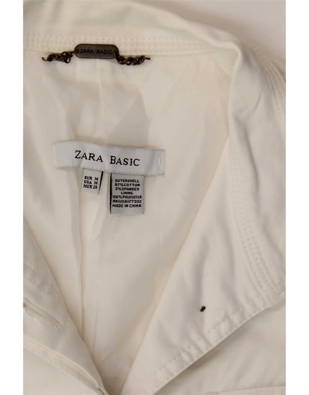 Zara Γυναικείο Μπουφάν Blazer Utility UK 12 Μεσαίο λευκό βαμβακερό