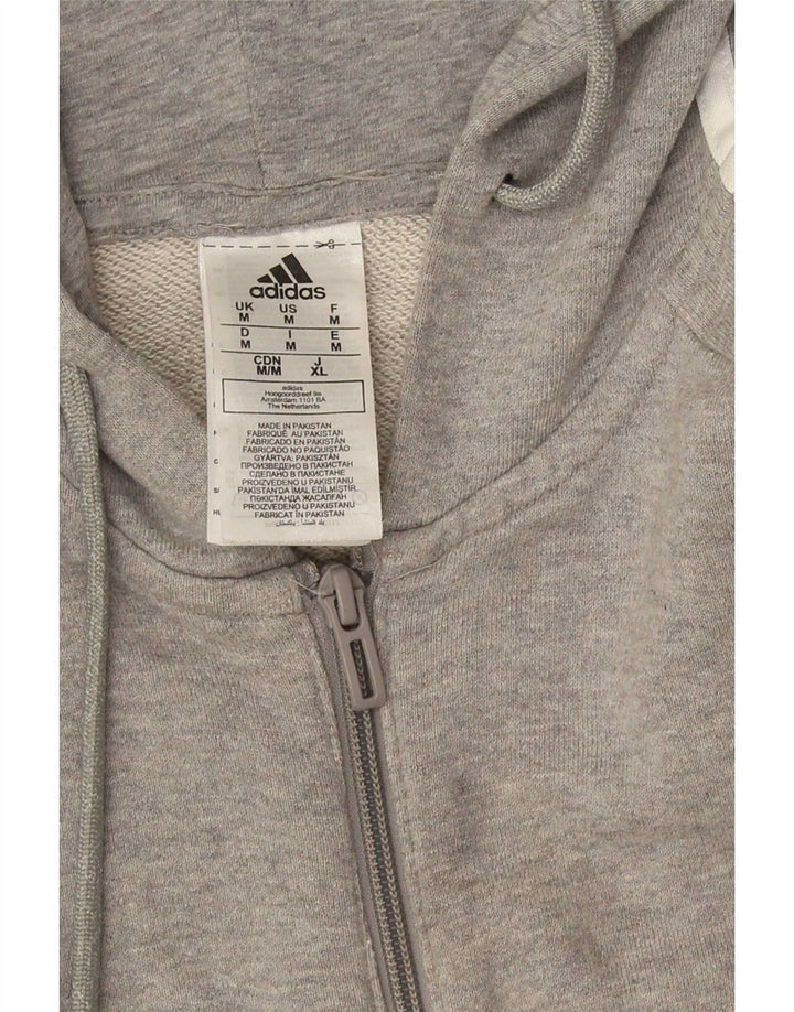Ανδρικό πουλόβερ με κουκούλα με φερμουάρ Adidas, μεσαίο γκρι βαμβακερό